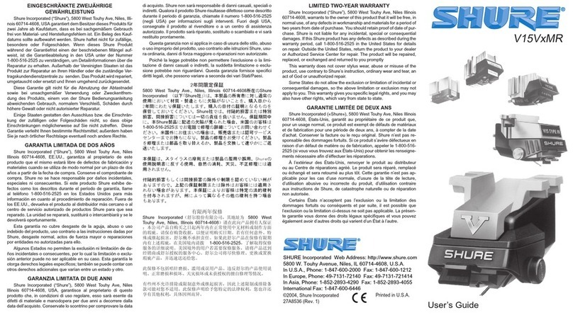 Shure V15VxMR user guide