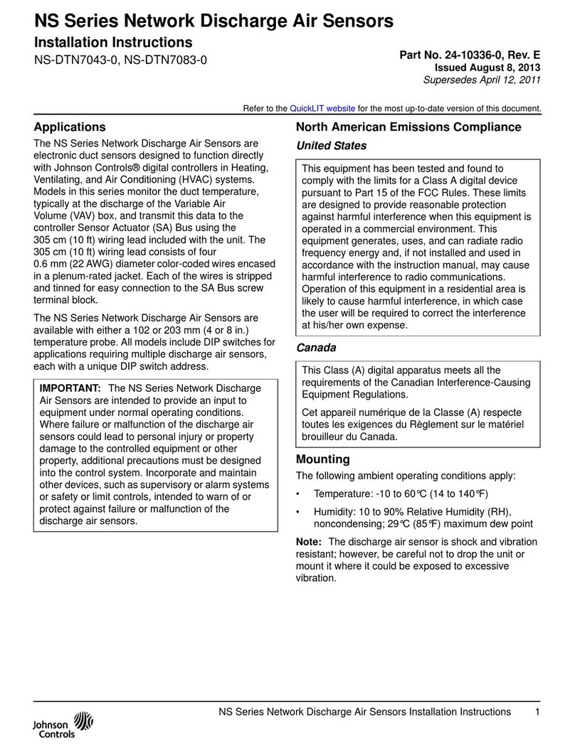 Johnson Controls NS Series installation instructions Johnson Controls NS Series installation instructions