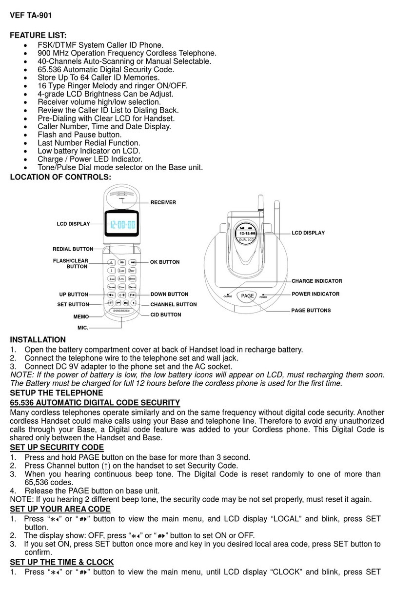 VEF TA-901 quick start guide