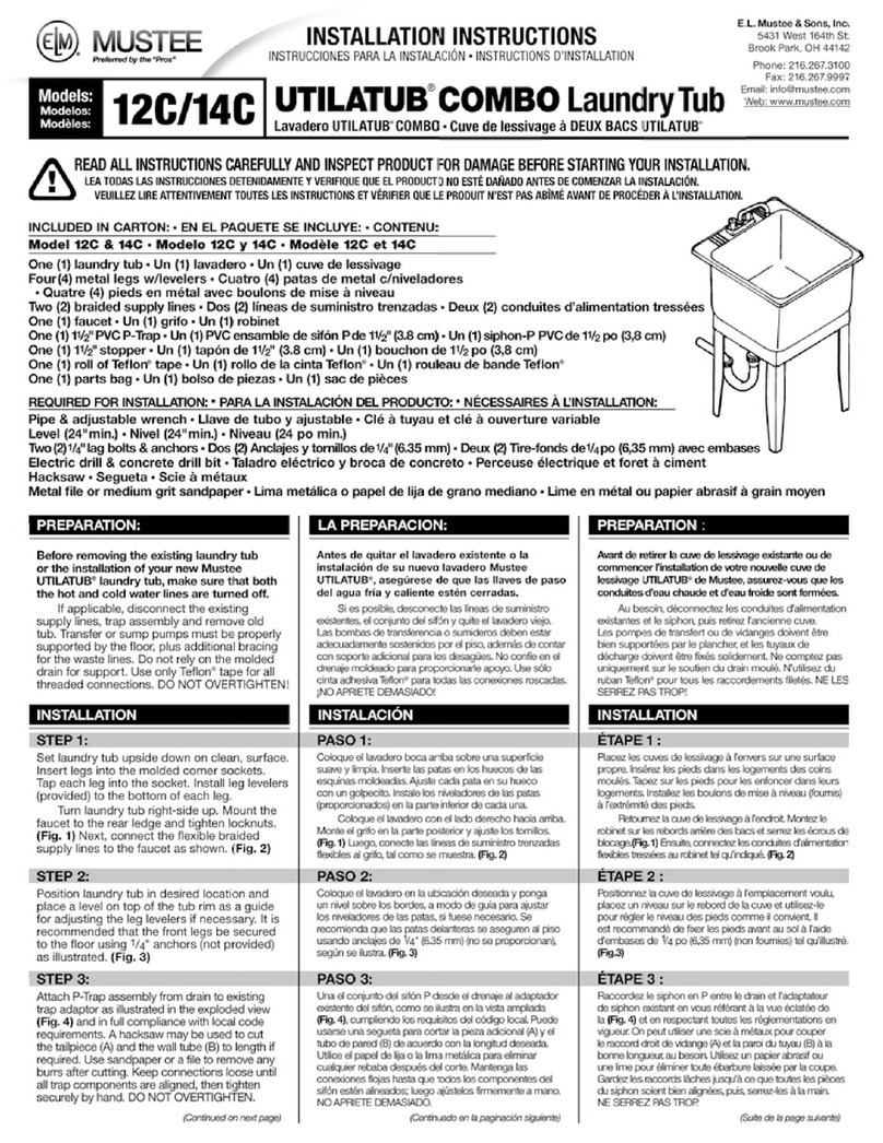 Mustee Utilatub Combo 14C User manual