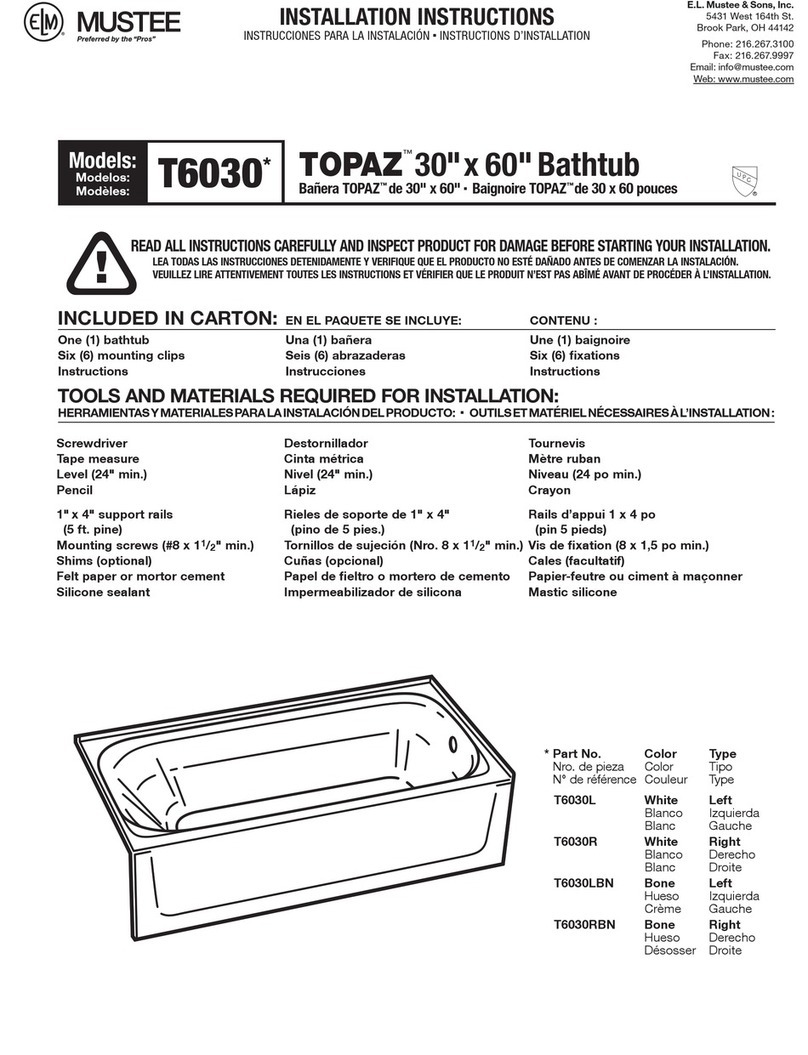 Mustee TOPAZ T6030 Series installation instructions Mustee TOPAZ T6030 Series installation instructions