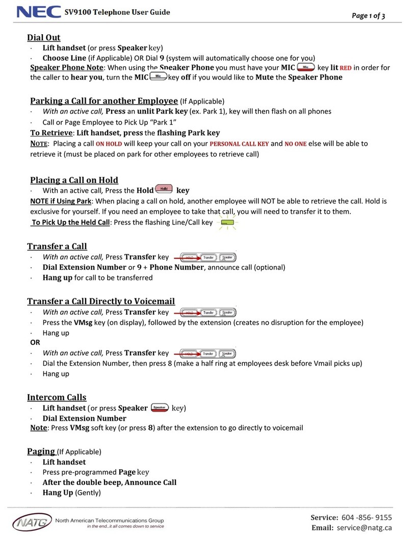 NEC Univerge SV9100 User manual NEC Univerge SV9100 User manual