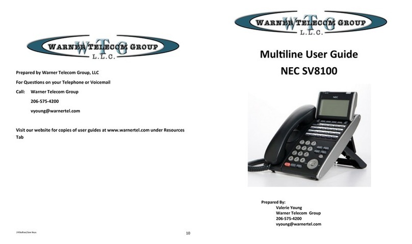 Warner Telecom Group NEC SV8100 user guide