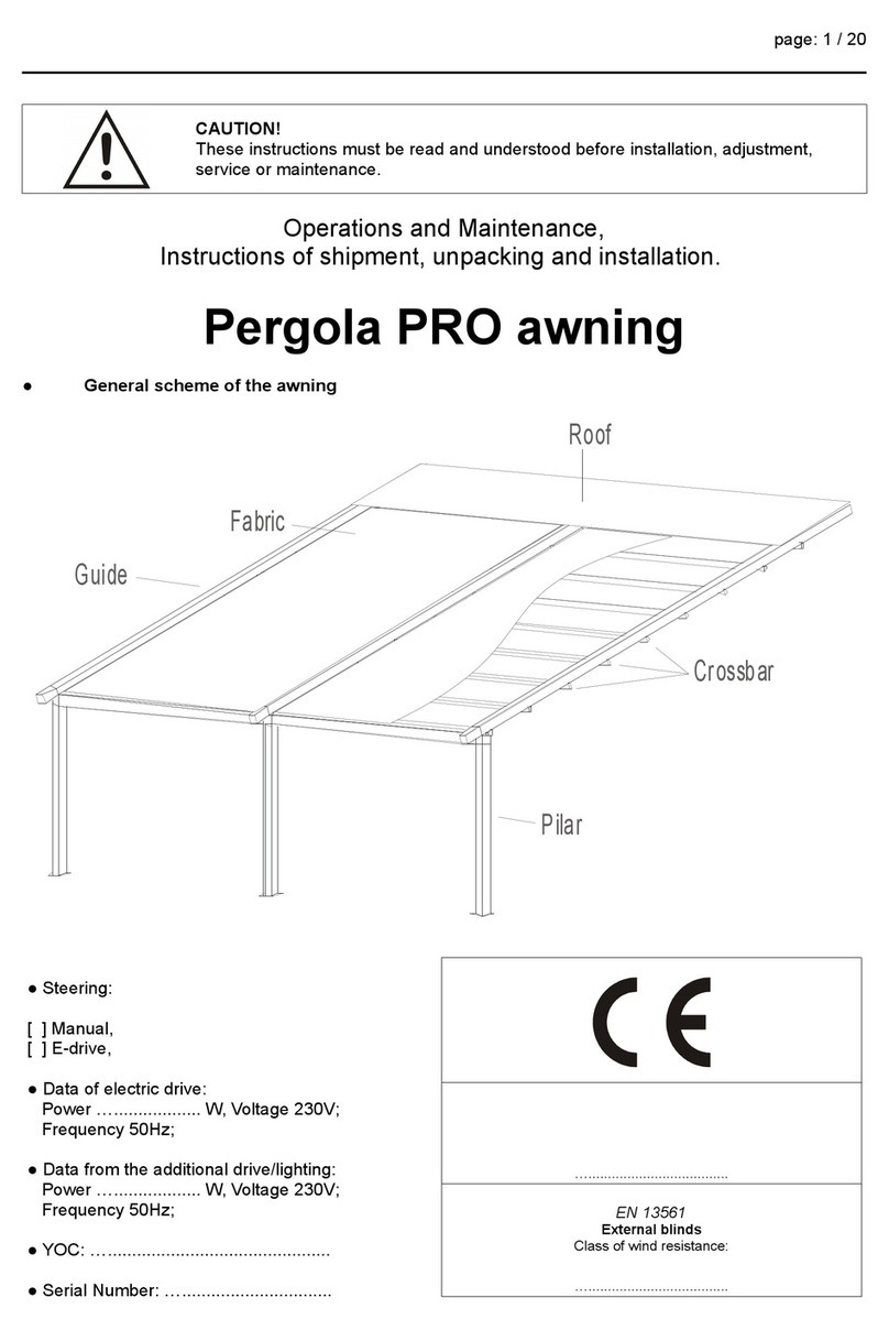 Jalousie-Welt Pergola PRO Operations and Maintenance, Instructions of shipment, unpacking and installation Jalousie-Welt Pergola PRO Operations and Maintenance, Instructions of shipment, unpacking and installation