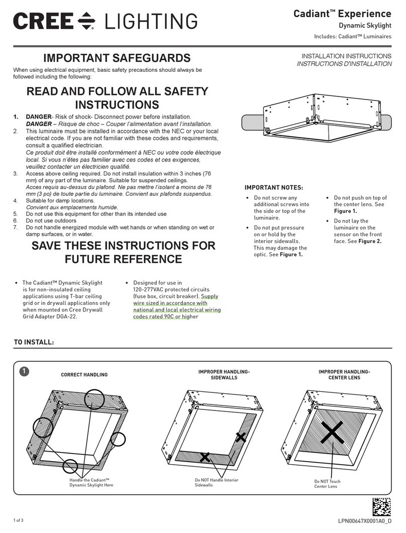 CREE LIGHTING Cadiant Experience Dynamic Skylight installation instructions CREE LIGHTING Cadiant Experience Dynamic Skylight installation instructions