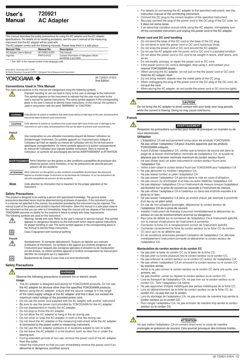 YOKOGAWA 720921 User manual