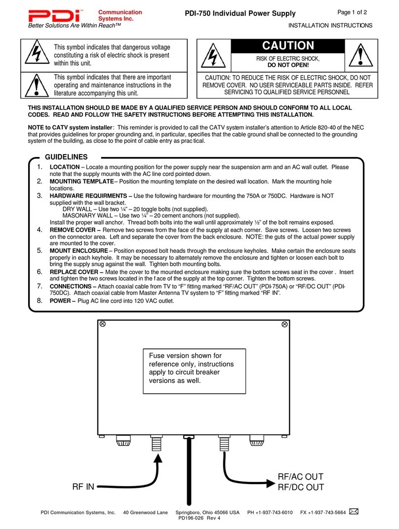 PDi PDI-750 installation instructions