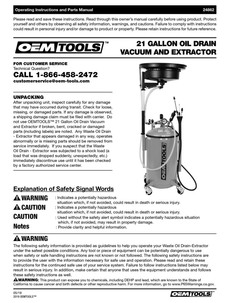 OEM Tools 24862 Operating instructions and parts manual