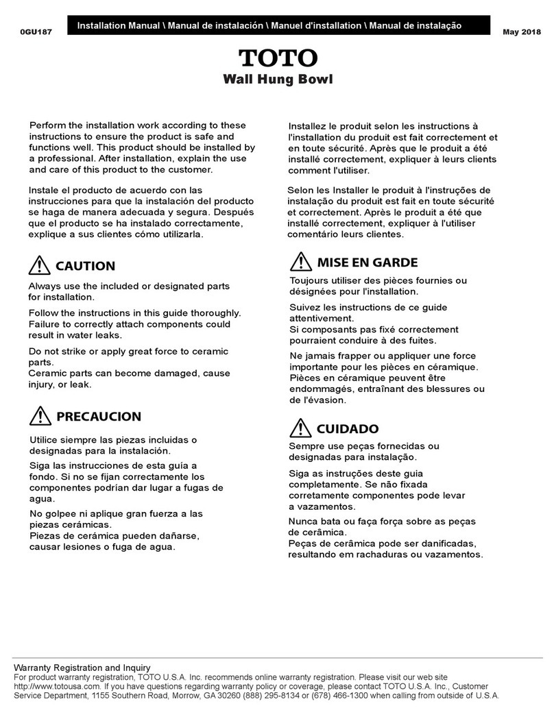 Toto 0GU187 installation manual Toto 0GU187 installation manual