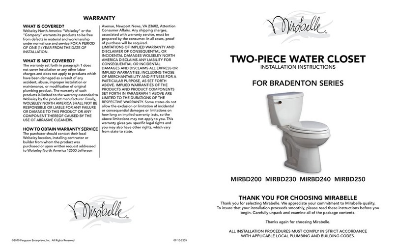 Mirabelle BRADENTON Series installation instructions