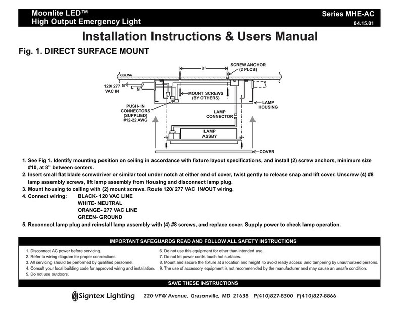 Signtex Lighting Moonlite LED MHE-AC Series Installation instructions & user manual