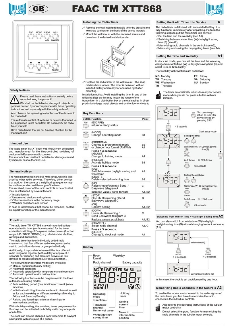 FAAC TM XTT868 User manual