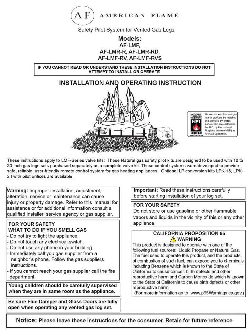 american flame AF-LMR-R Installation and operating instruction