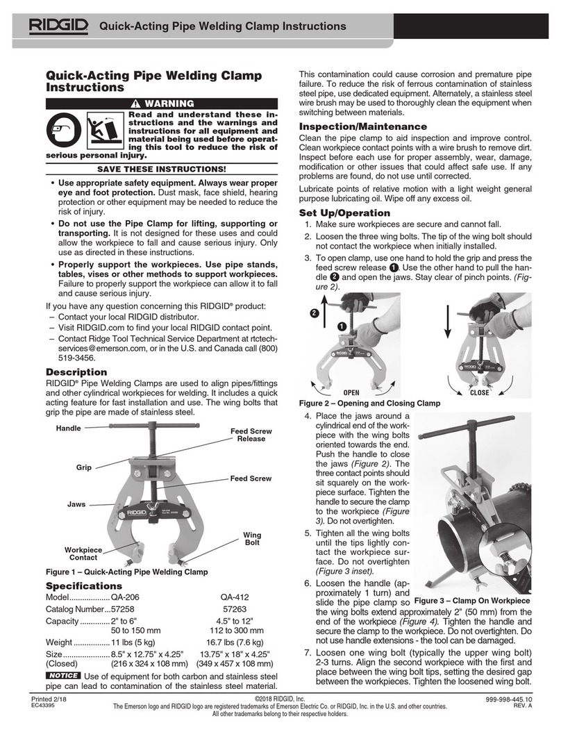RIDGID Quick-Acting Pipe Welding Clamps instructions