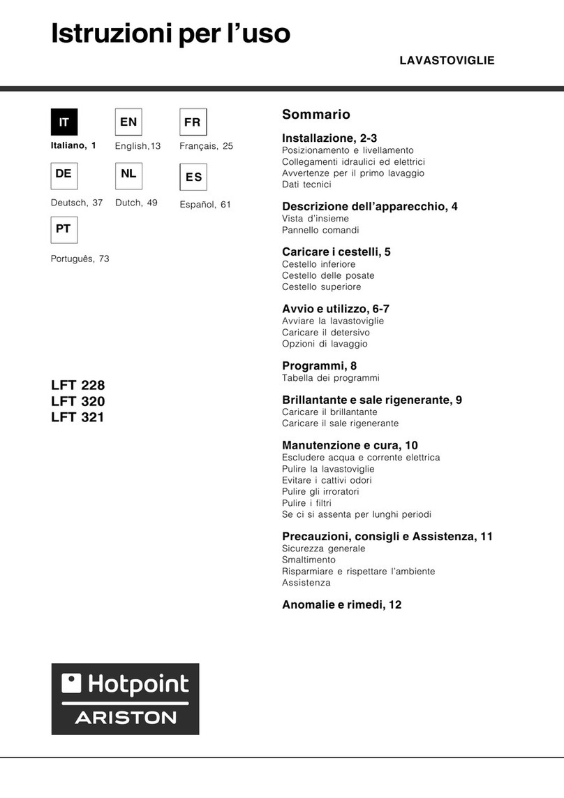 Hotpoint Ariston LFT 228 operating instructions