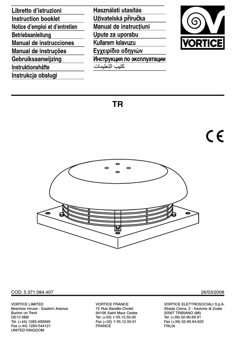 Vortice TR Series Instruction booklet