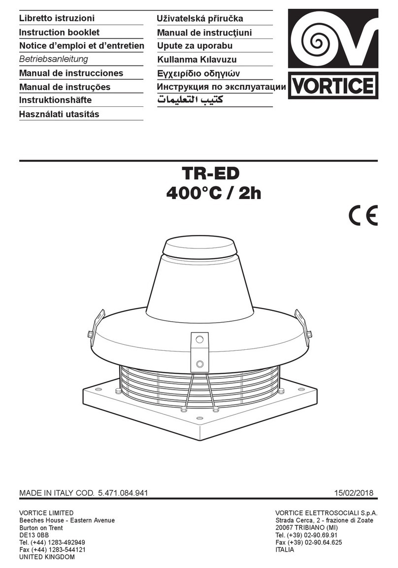 Vortice TR-ED Series Instruction booklet Vortice TR-ED Series Instruction booklet