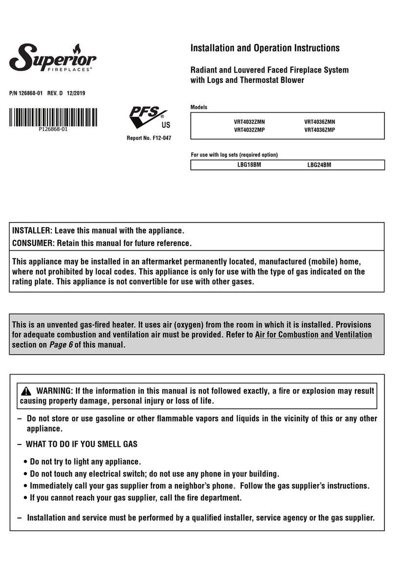 Superior Fireplaces VRT4032ZMN Installation and operation instructions