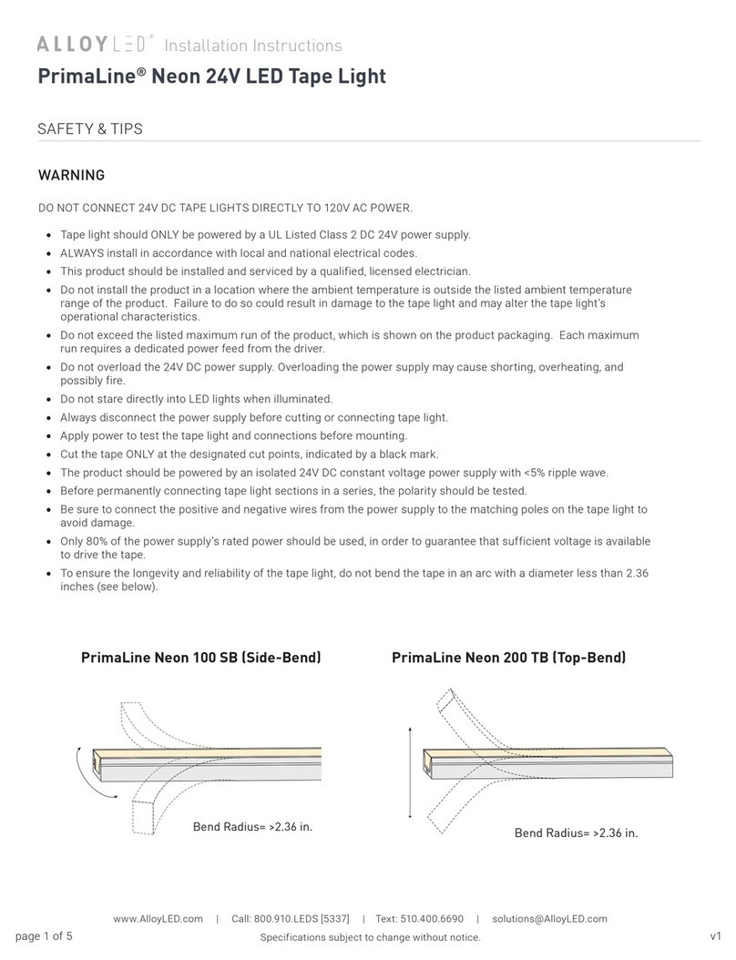 ALLOYLED PrimaLine Neon Series installation instructions