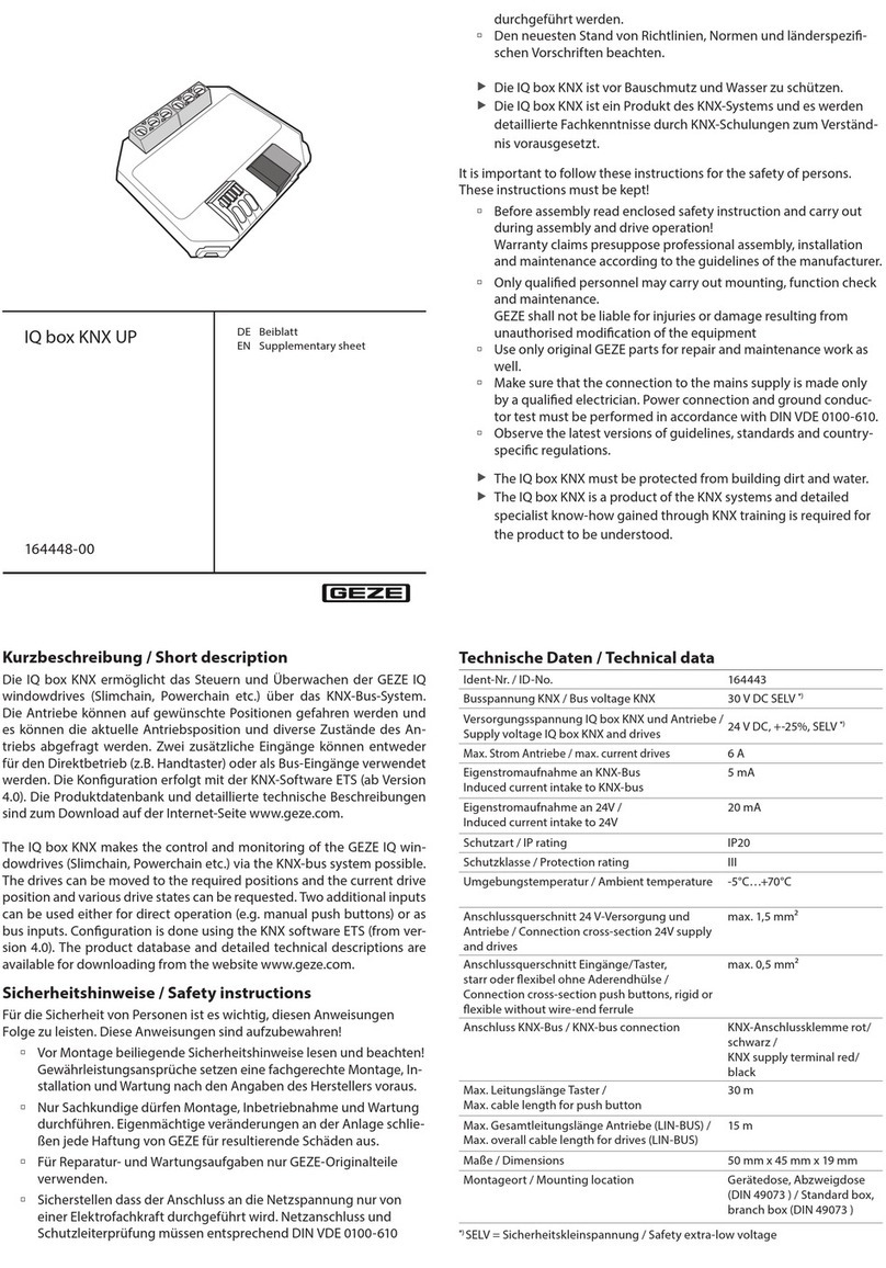 GEZE IQ box KNX UP quick start guide