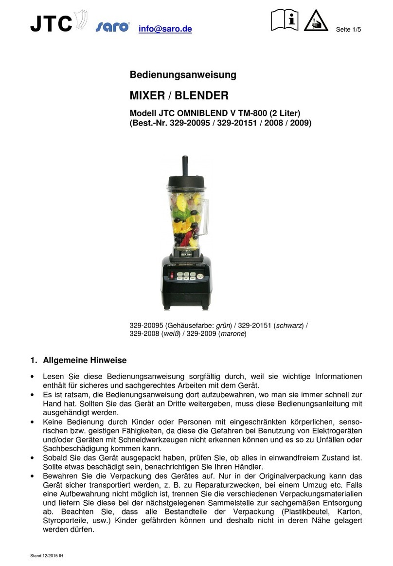 saro JTC OmniBlend V TM-800 operating instructions