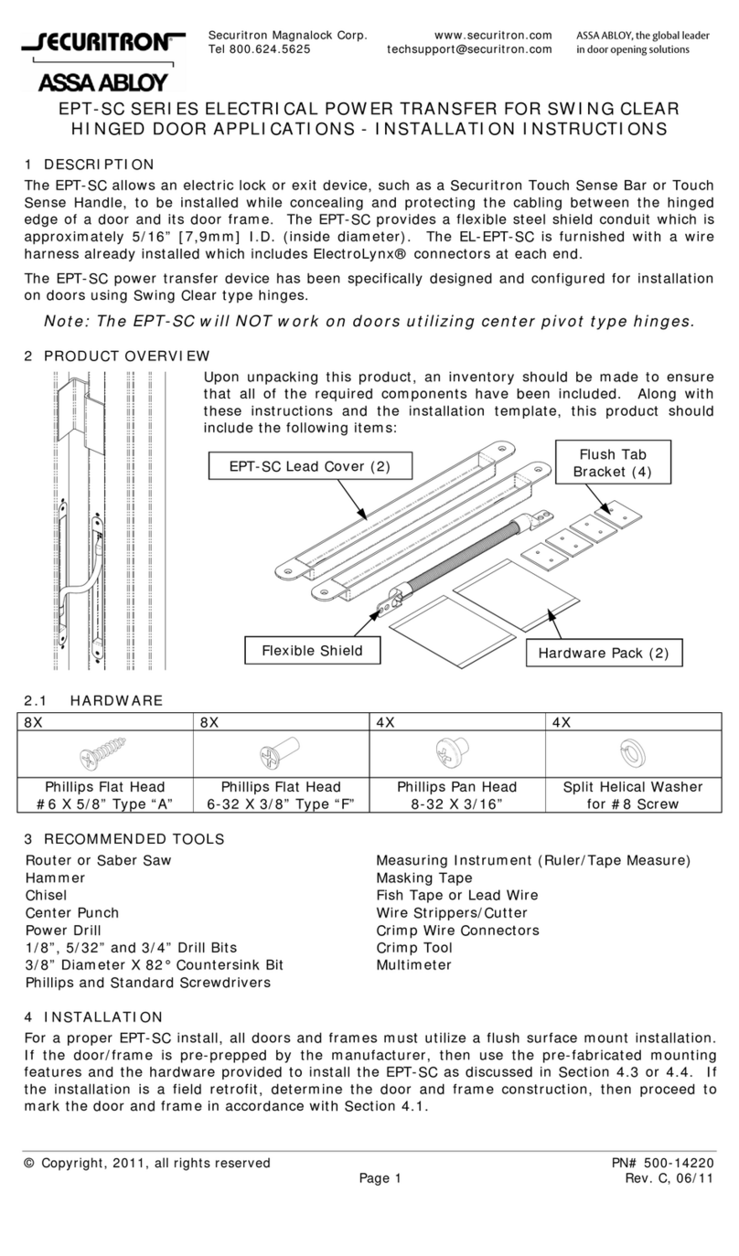 Assa Abloy Securitron EPT-SC Series User manual