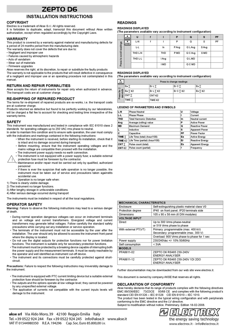 Electrex Zepto D6 User manual