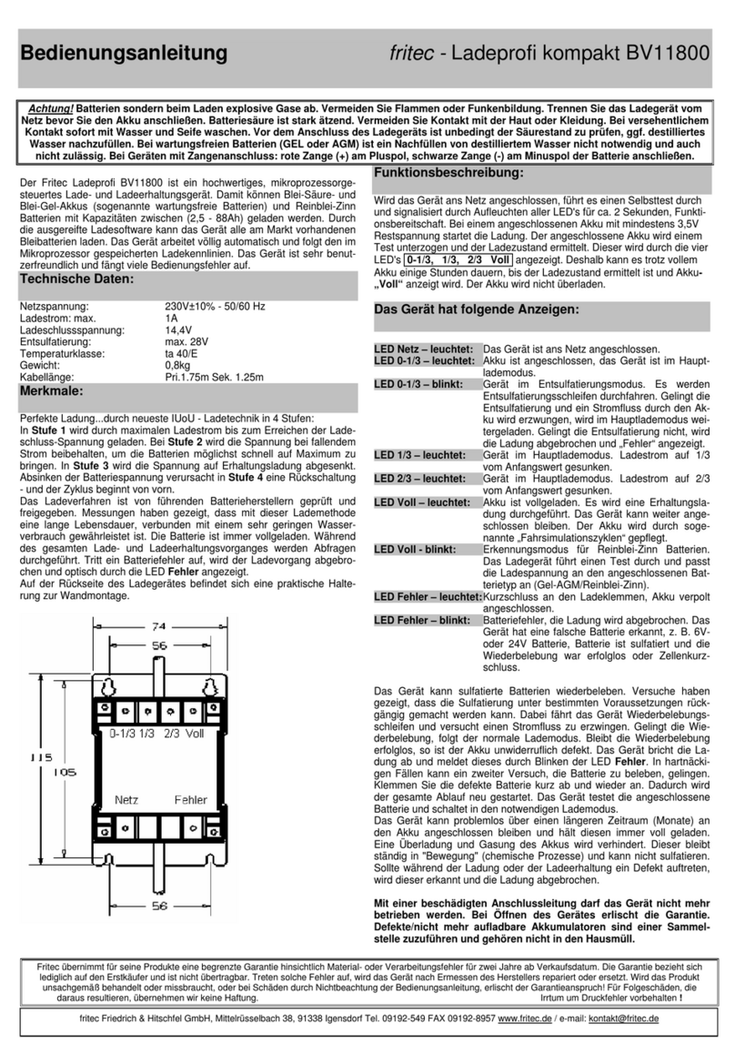 Fritec Ladeprofi kompakt BV11800 operating instructions