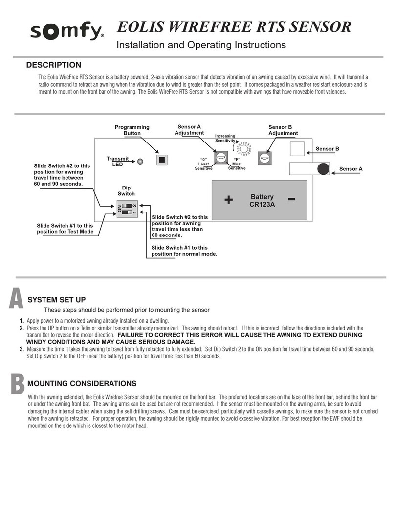 SOMFY EOLIS WIREFREE RTS SENSOR Installation and operating instructions SOMFY EOLIS WIREFREE RTS SENSOR Installation and operating instructions
