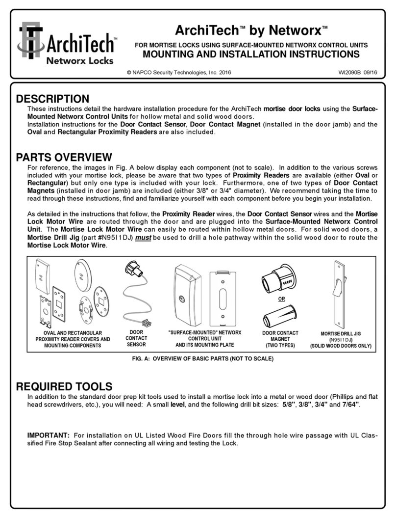 NAPCO Networx ArchiTech Mounting and installation instructions
