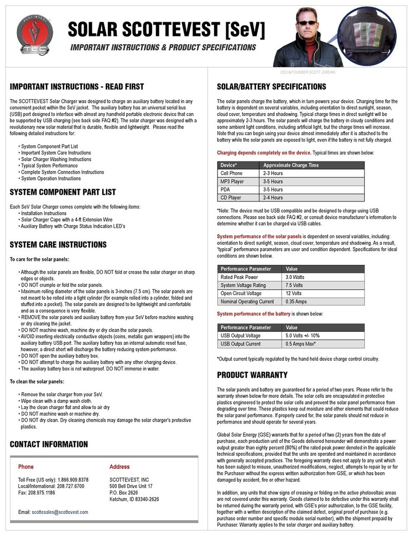 SCOTTEVEST SeV Important Instructions & Product Specifications