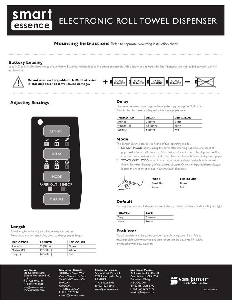 San Jamar Smart Essence T8400TBK Mounting instructions