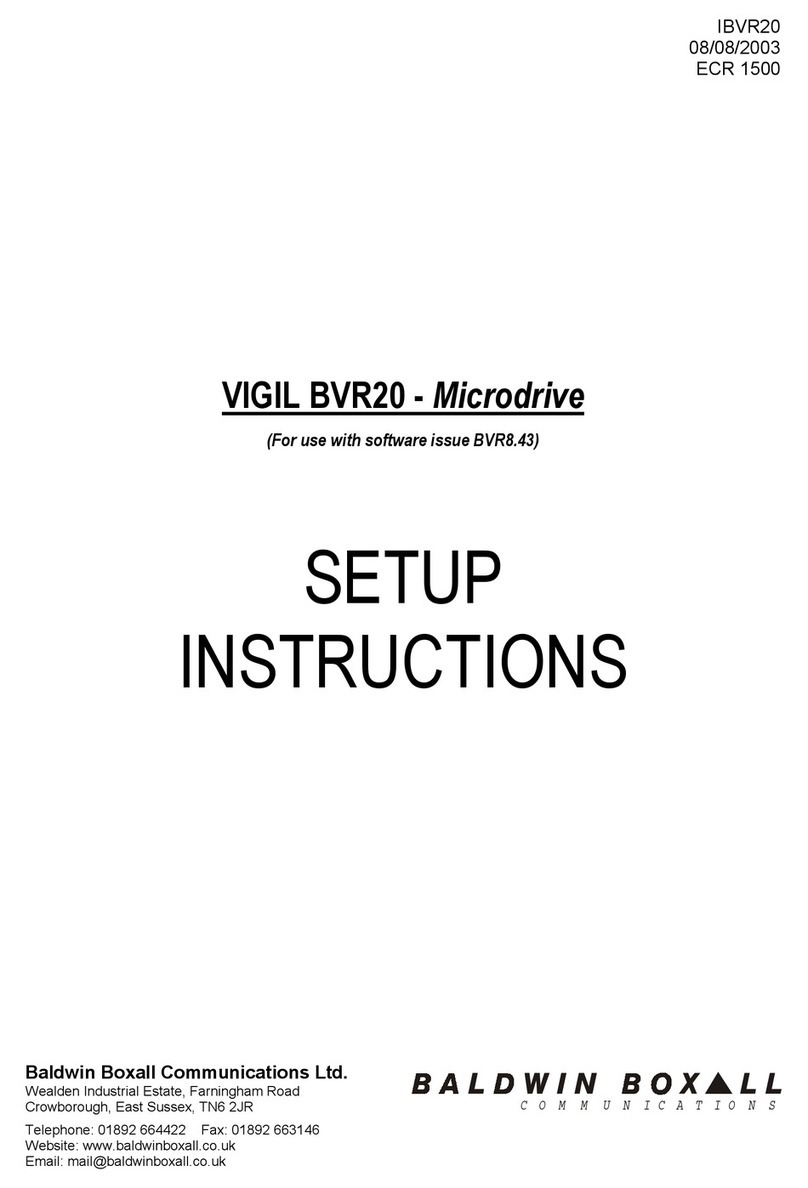 Baldwin Boxall VIGIL BVR20 Setup instructions
