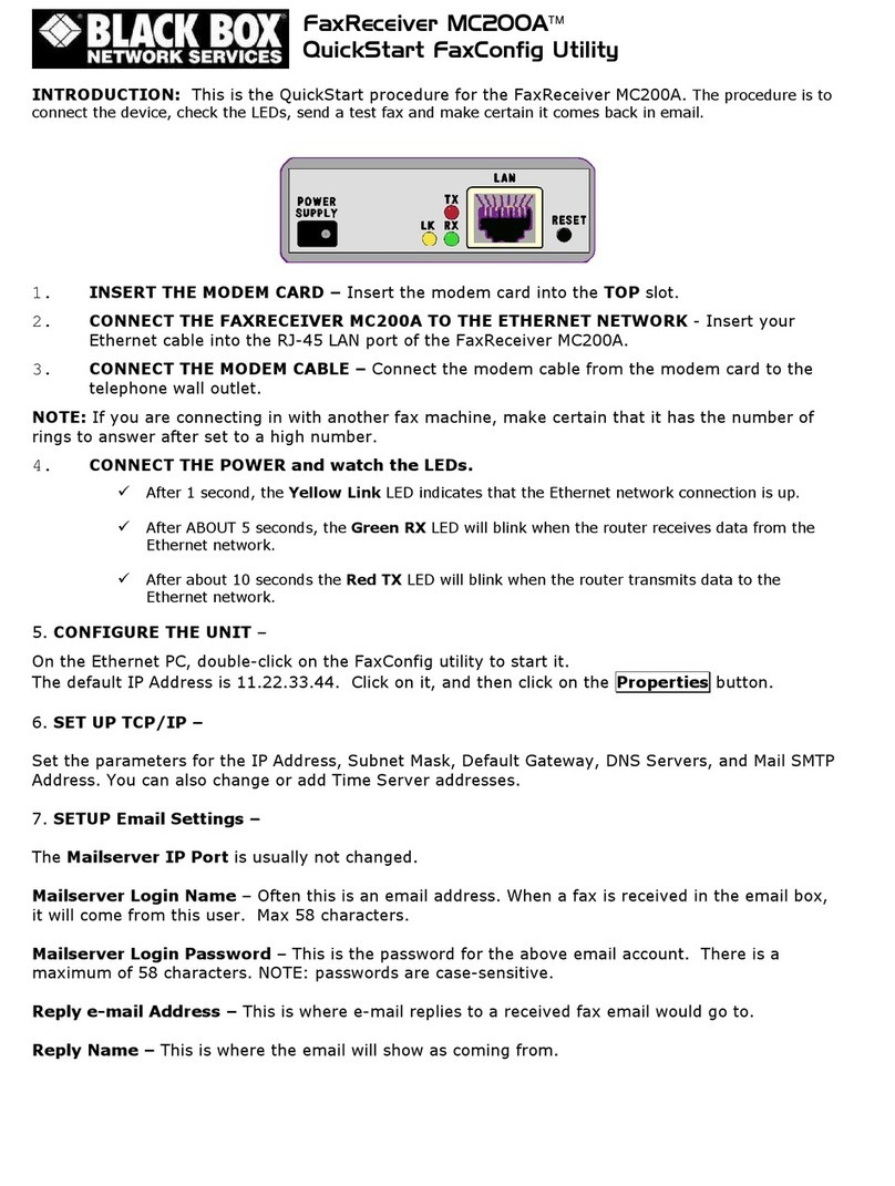 Black Box FaxReceiver MC200A User manual
