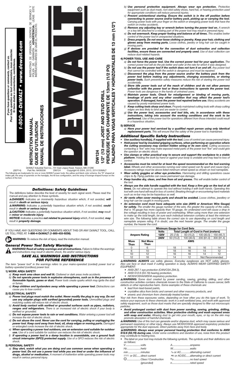 DeWalt DW124 instruction manual