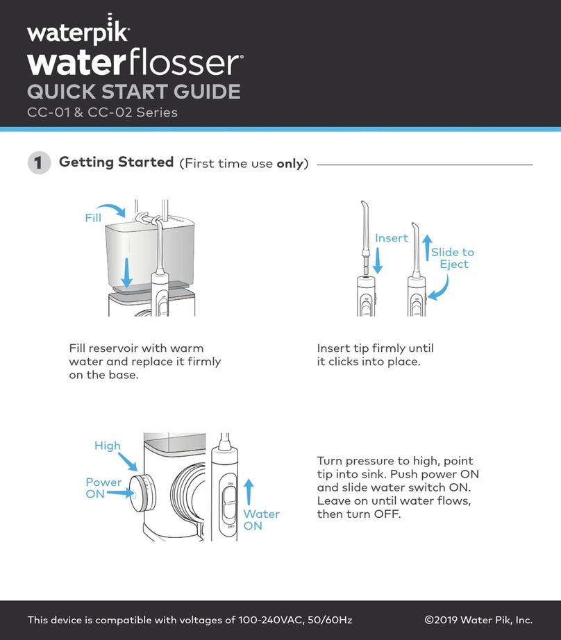Waterpik Water Flosser CC-01 Series quick start guide