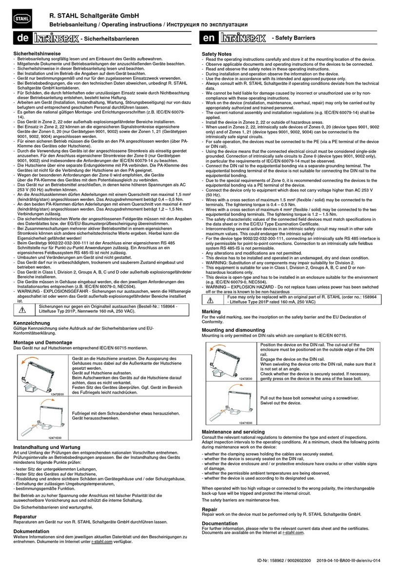 Stahl Intrinspak operating instructions