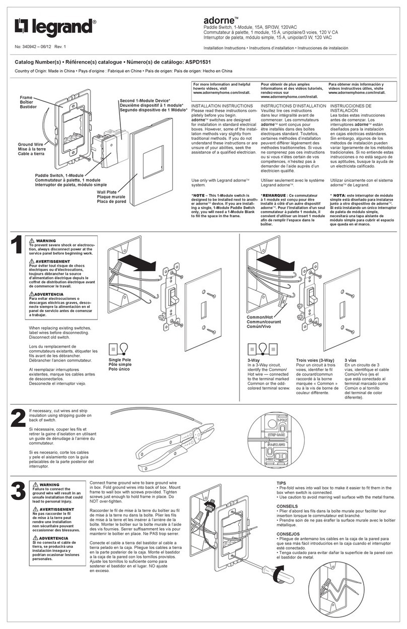 LEGRAND adorne ASPD1531 quick start guide