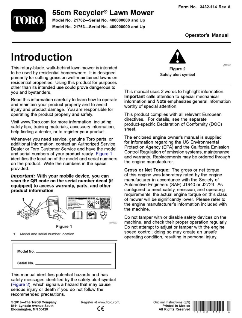 Toro Recycler 21762 Operator's manual