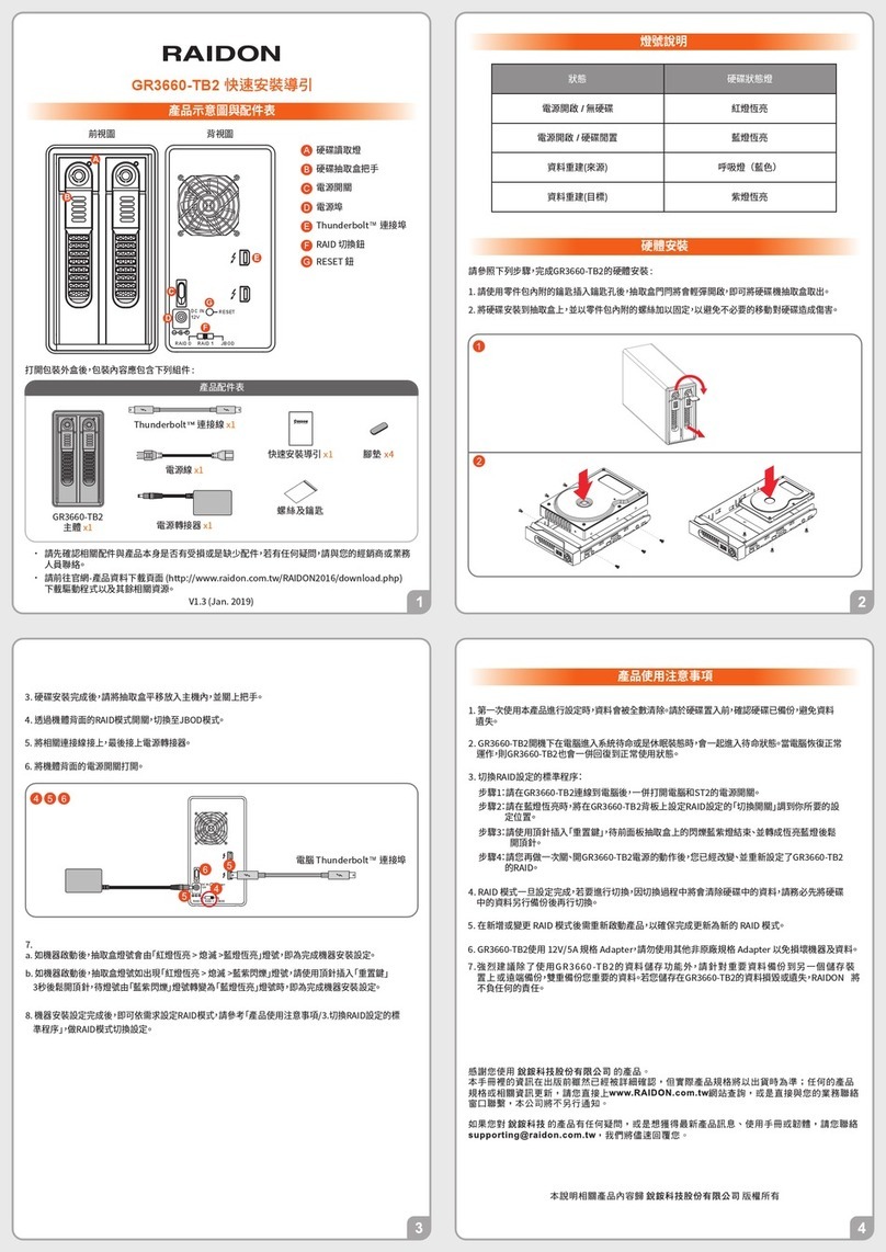 Raidon SafeTANK GR3660-TB2 Quick installation guide