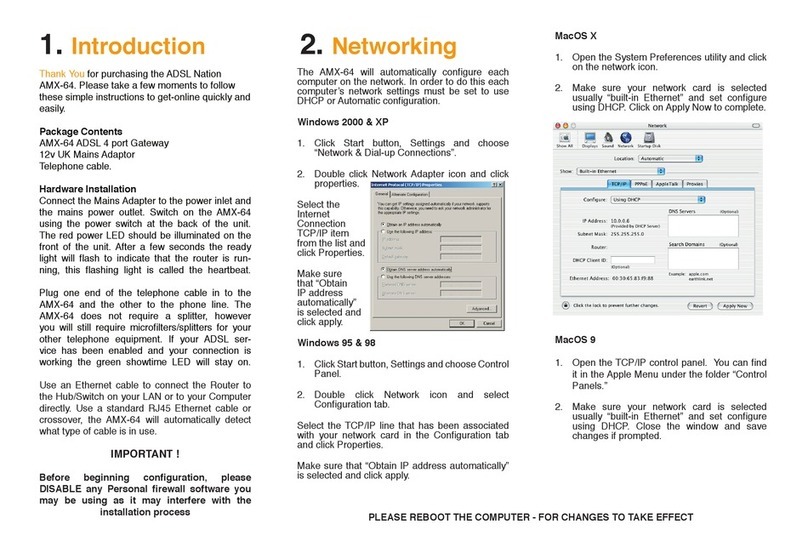 Adsl nation AMX-64 quick start guide