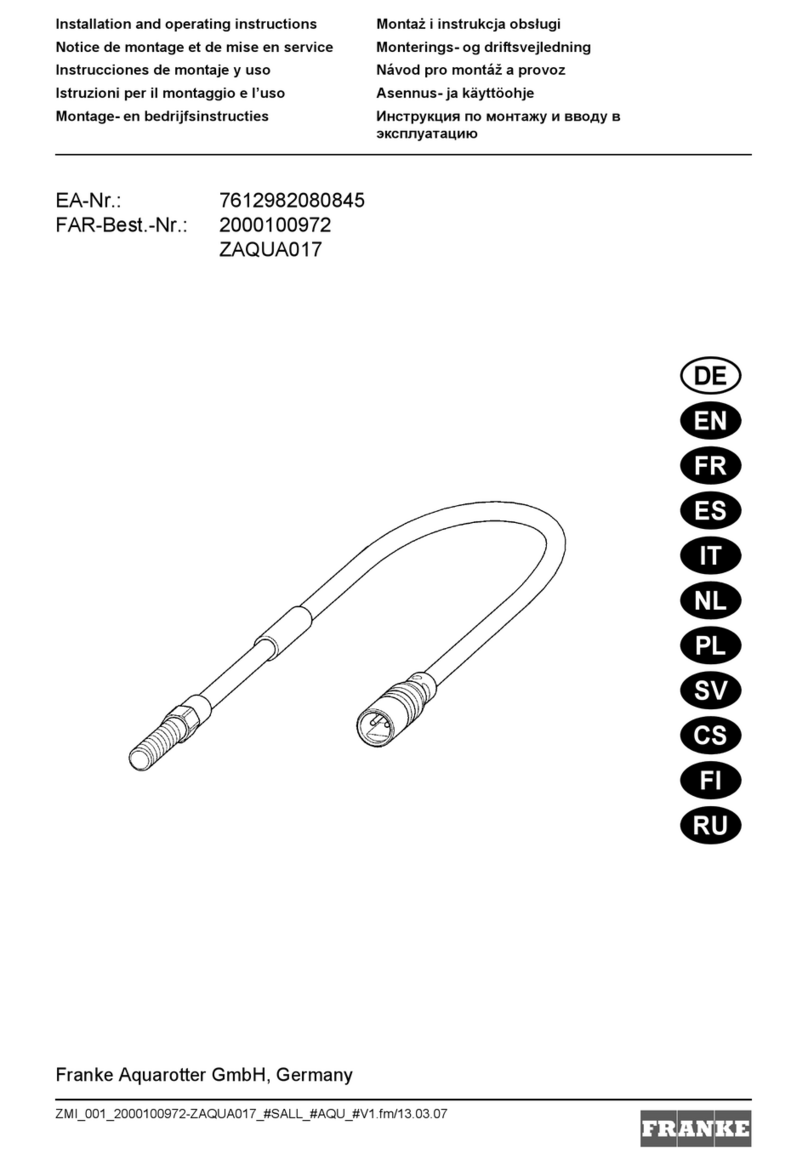Franke ZAQUA017 Installation and operating instructions