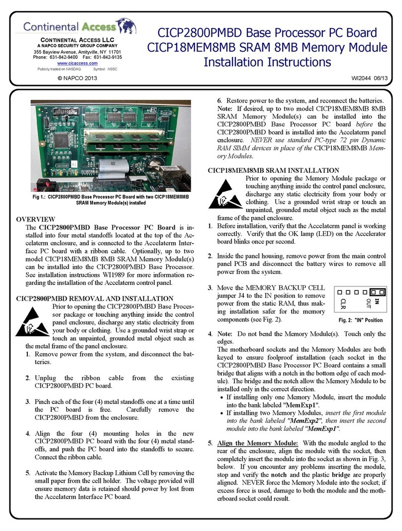 Continental Access CICP2800PMBD installation instructions Continental Access CICP2800PMBD installation instructions