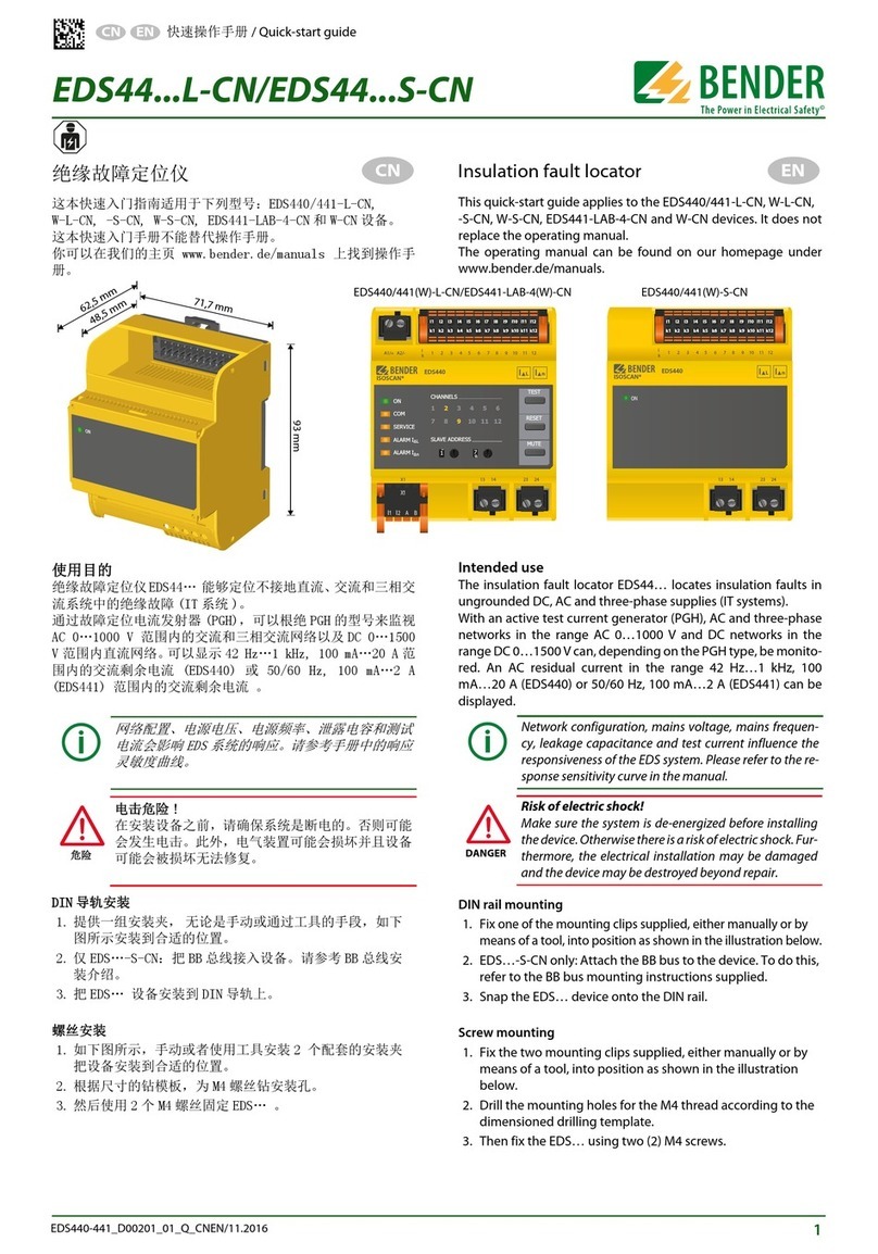 Bender EDS44 L-CN Series quick start guide