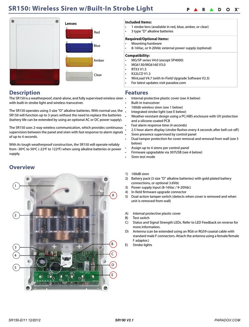 Paradox SR150 User manual