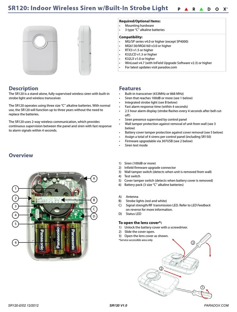 Paradox SR120 quick start guide