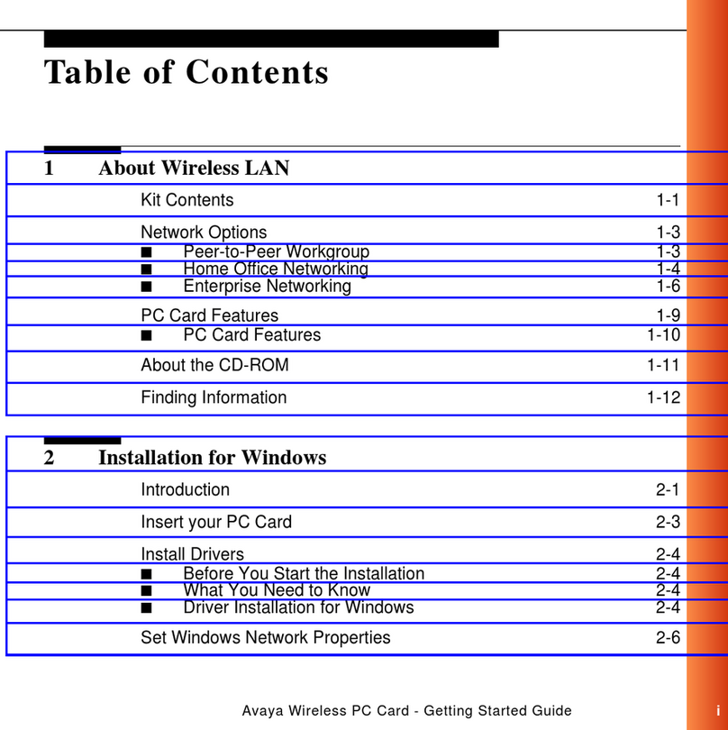 Avaya Wireless PC Card Getting started guide