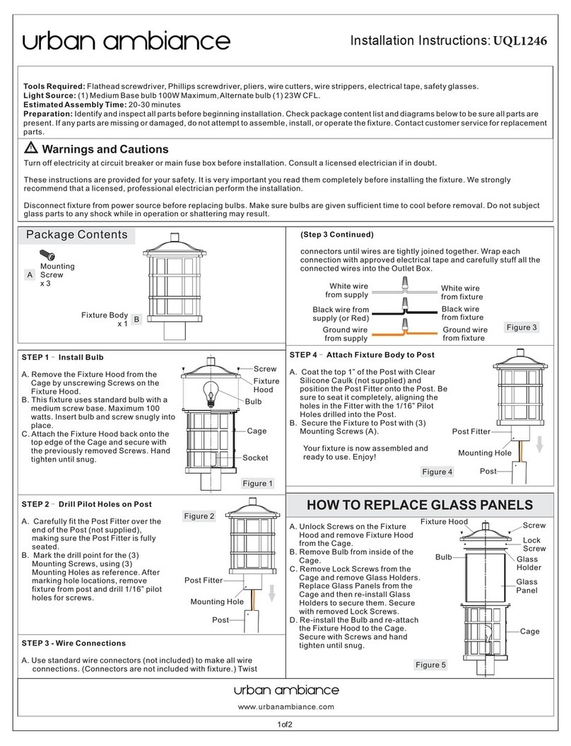 urban ambiance UQL1246 installation instructions