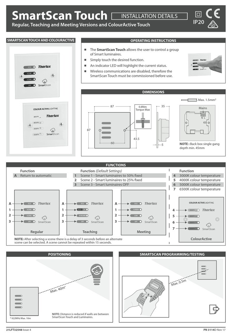 Thorlux Lighting SmartScan Touch Installation details