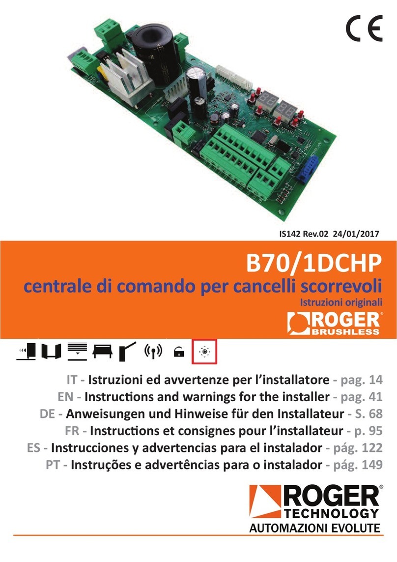 Roger Technology B70/1DCHP Instruction and warnings for the installer Roger Technology B70/1DCHP Instruction and warnings for the installer
